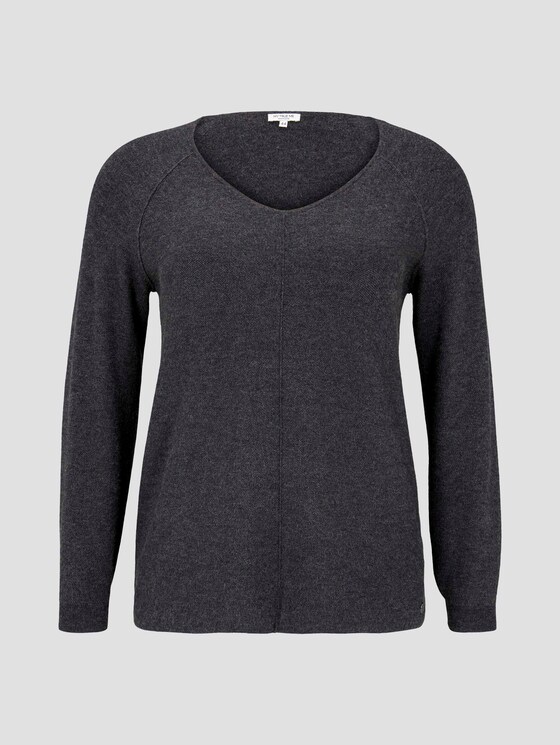 Curvy - Strickpullover mit Struktur - Frauen - Shale Grey Melange Curvy - Strickpullover mit Struktur - Frauen - Shale Grey Melange - 7 - My True Me