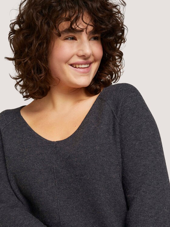 Curvy - Strickpullover mit Struktur - Frauen - Shale Grey Melange Curvy - Strickpullover mit Struktur - Frauen - Shale Grey Melange - 9 - My True Me