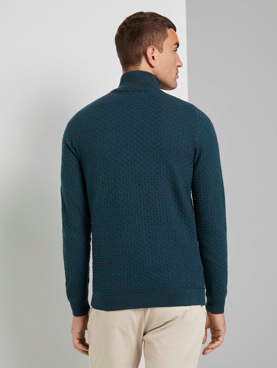 Strukturierte Mouline Strickjacke - Männer - navy green knitted structure Strukturierte Mouline Strickjacke - Männer - navy green knitted structure - 2 - TOM TAILOR