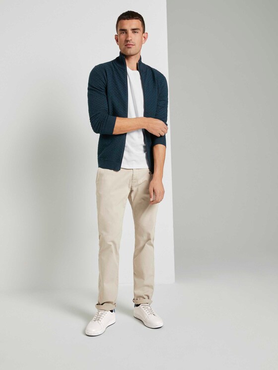 Strukturierte Mouline Strickjacke - Männer - navy green knitted structure Strukturierte Mouline Strickjacke - Männer - navy green knitted structure - 3 - TOM TAILOR
