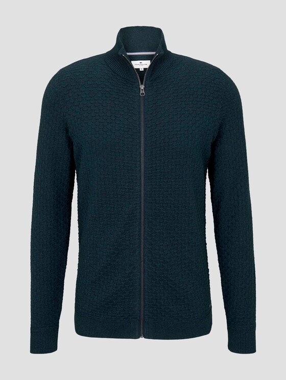 Strukturierte Mouline Strickjacke - Männer - navy green knitted structure Strukturierte Mouline Strickjacke - Männer - navy green knitted structure - 7 - TOM TAILOR