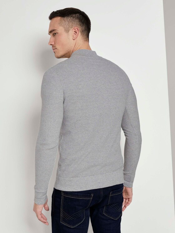 Fein strukturierter Troyer Pullover - Männer - Grey Heather Melange Fein strukturierter Troyer Pullover - Männer - Grey Heather Melange - 2 - TOM TAILOR