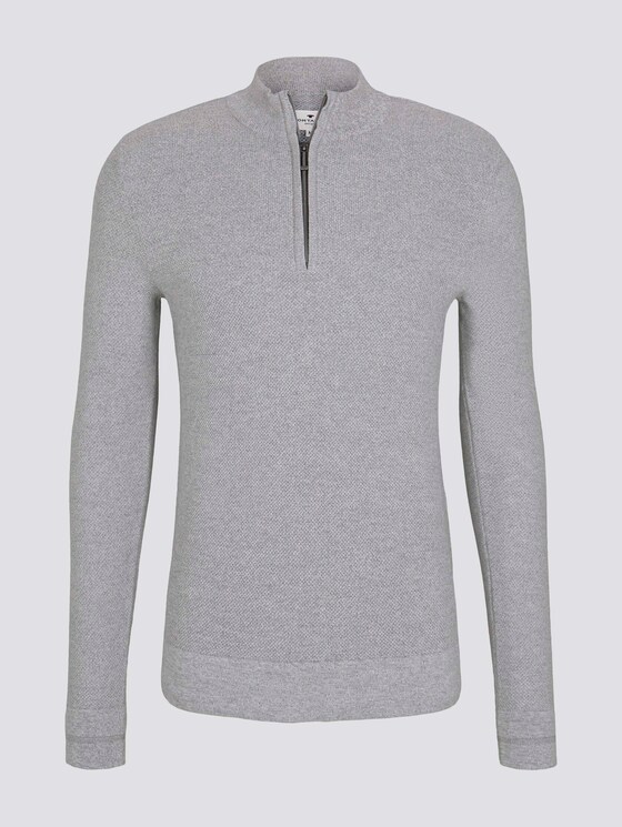 Fein strukturierter Troyer Pullover - Männer - Grey Heather Melange Fein strukturierter Troyer Pullover - Männer - Grey Heather Melange - 7 - TOM TAILOR