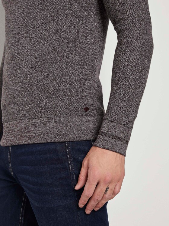 Fein strukturierter Troyer Pullover - Männer - dark wineberry melange Fein strukturierter Troyer Pullover - Männer - dark wineberry melange - 10 - TOM TAILOR