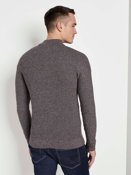 Fein strukturierter Troyer Pullover - Männer - dark wineberry melange Fein strukturierter Troyer Pullover - Männer - dark wineberry melange - 2 - TOM TAILOR