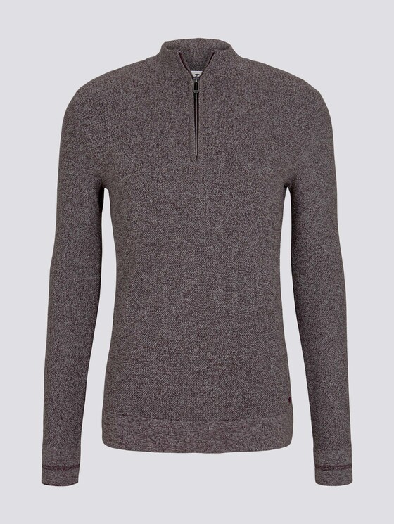 Fein strukturierter Troyer Pullover - Männer - dark wineberry melange Fein strukturierter Troyer Pullover - Männer - dark wineberry melange - 7 - TOM TAILOR