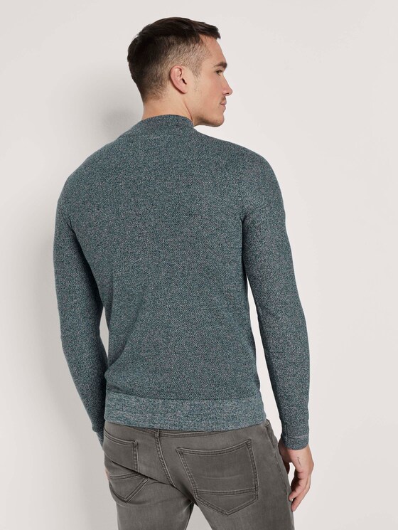 Fein strukturierter Troyer Pullover - Männer - sapphire green melange Fein strukturierter Troyer Pullover - Männer - sapphire green melange - 2 - TOM TAILOR