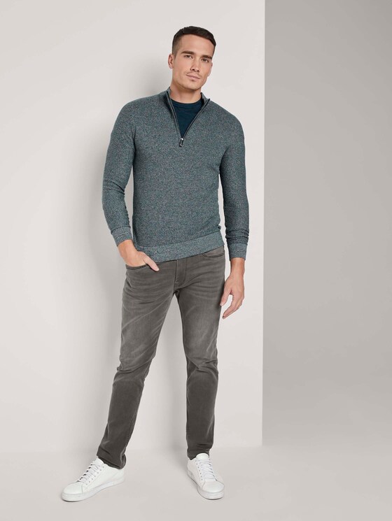 Fein strukturierter Troyer Pullover - Männer - sapphire green melange Fein strukturierter Troyer Pullover - Männer - sapphire green melange - 3 - TOM TAILOR