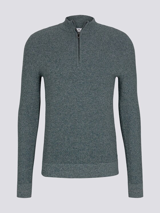 Fein strukturierter Troyer Pullover - Männer - sapphire green melange Fein strukturierter Troyer Pullover - Männer - sapphire green melange - 7 - TOM TAILOR