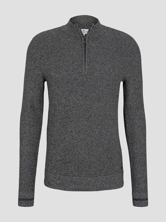 Fein strukturierter Troyer Pullover - Männer - Black Fein strukturierter Troyer Pullover - Männer - Black - 7 - TOM TAILOR