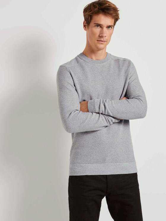 Fein strukturierter Pullover - Männer - Grey Heather Melange Fein strukturierter Pullover - Männer - Grey Heather Melange - 5 - TOM TAILOR