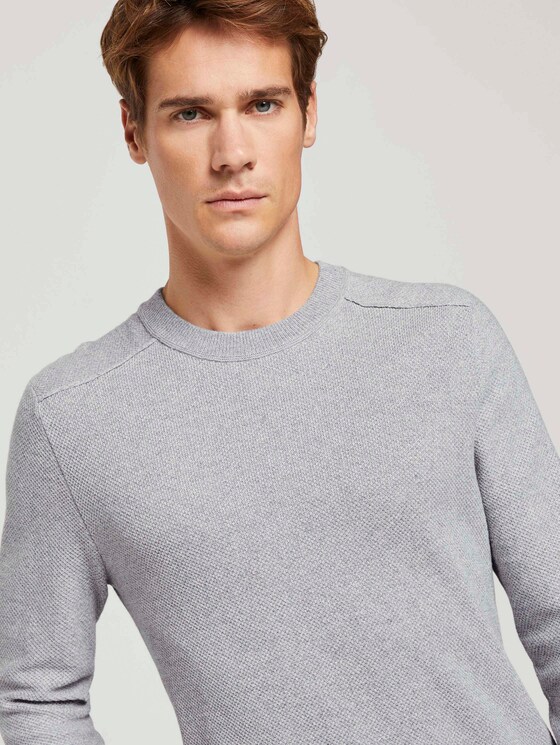 Fein strukturierter Pullover - Männer - Grey Heather Melange Fein strukturierter Pullover - Männer - Grey Heather Melange - 9 - TOM TAILOR