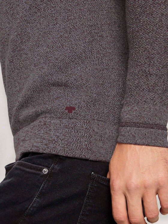 Fein strukturierter Pullover - Männer - dark wineberry melange Fein strukturierter Pullover - Männer - dark wineberry melange - 10 - TOM TAILOR
