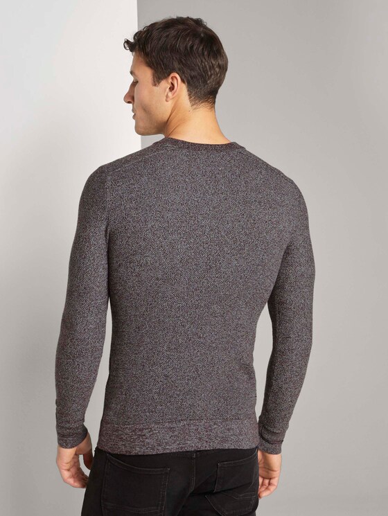 Fein strukturierter Pullover - Männer - dark wineberry melange Fein strukturierter Pullover - Männer - dark wineberry melange - 2 - TOM TAILOR