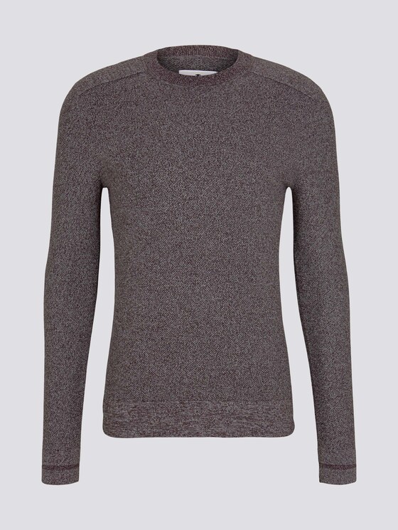 Fein strukturierter Pullover - Männer - dark wineberry melange Fein strukturierter Pullover - Männer - dark wineberry melange - 7 - TOM TAILOR