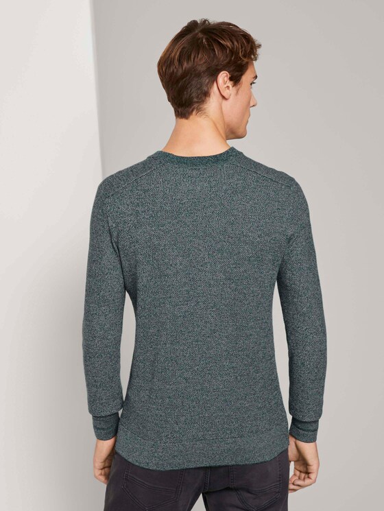 Fein strukturierter Pullover - Männer - sapphire green melange Fein strukturierter Pullover - Männer - sapphire green melange - 2 - TOM TAILOR