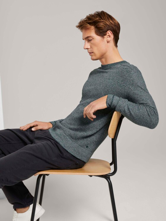 Fein strukturierter Pullover - Männer - sapphire green melange Fein strukturierter Pullover - Männer - sapphire green melange - 5 - TOM TAILOR