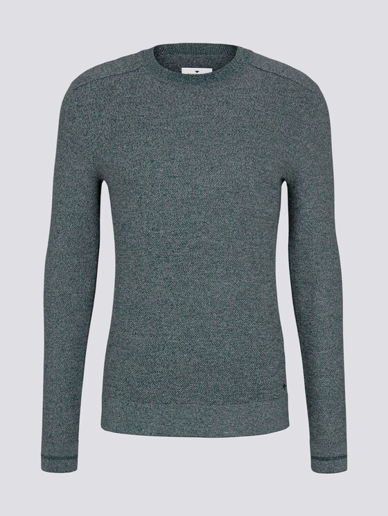 Fein strukturierter Pullover - Männer - sapphire green melange Fein strukturierter Pullover - Männer - sapphire green melange - 7 - TOM TAILOR