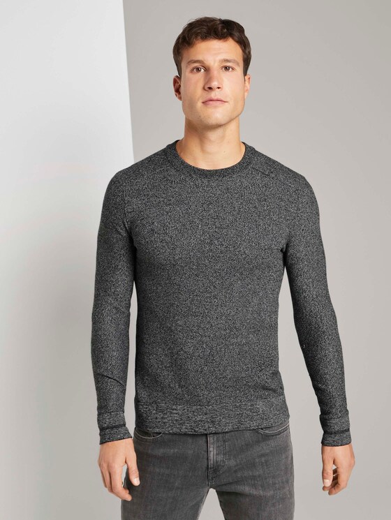 Fein strukturierter Pullover - Männer - Black Fein strukturierter Pullover - Männer - Black - 1 - TOM TAILOR