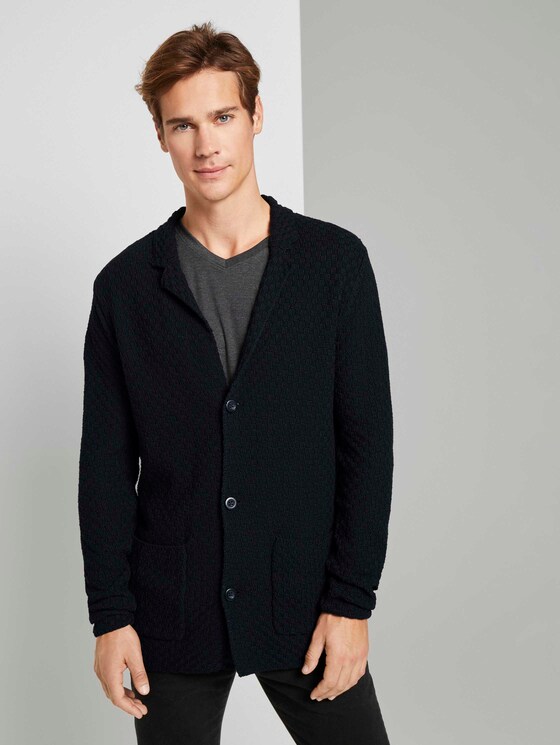 Gebreide smart-casual jas met structuur - Mannen - Black Gebreide smart-casual jas met structuur - Mannen - Black - 1 - TOM TAILOR