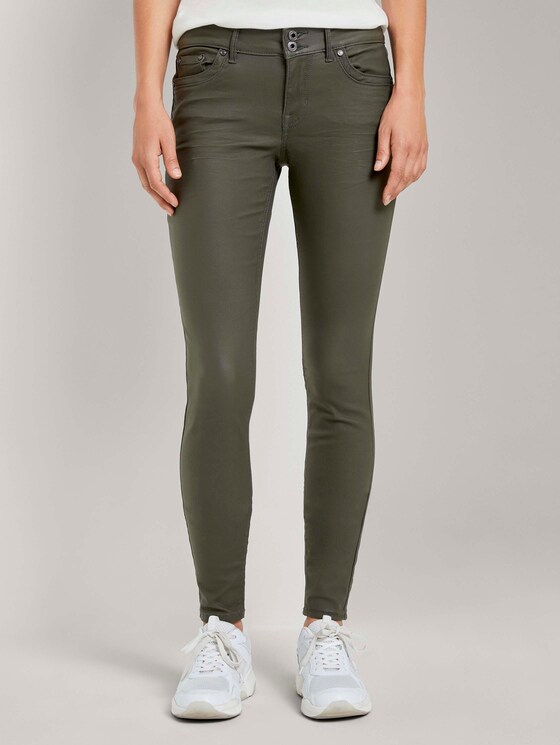 Jona Extra Skinny Jeans in Lederoptik - Frauen - dark green Jona Extra Skinny Jeans in Lederoptik - Frauen - dark green - 1 - TOM TAILOR Denim