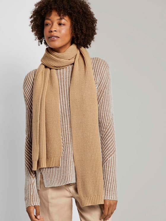 Geribbelde sjaal - Vrouwen - cream beige Geribbelde sjaal - Vrouwen - cream beige - 5 - Mine to five