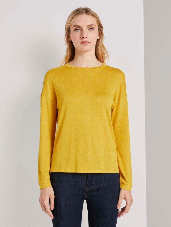 Download Long-sleeved shirt in a melange look (Yellow) - from TOM ...