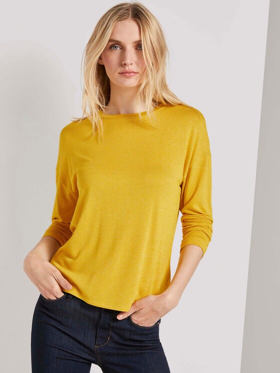 Download Long-sleeved shirt in a melange look (Yellow) - from TOM ...