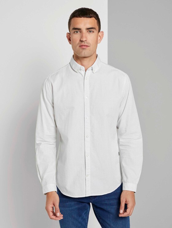 Fein gemustertes Hemd - Männer - off white with blue navy dobby Fein gemustertes Hemd - Männer - off white with blue navy dobby - 1 - TOM TAILOR