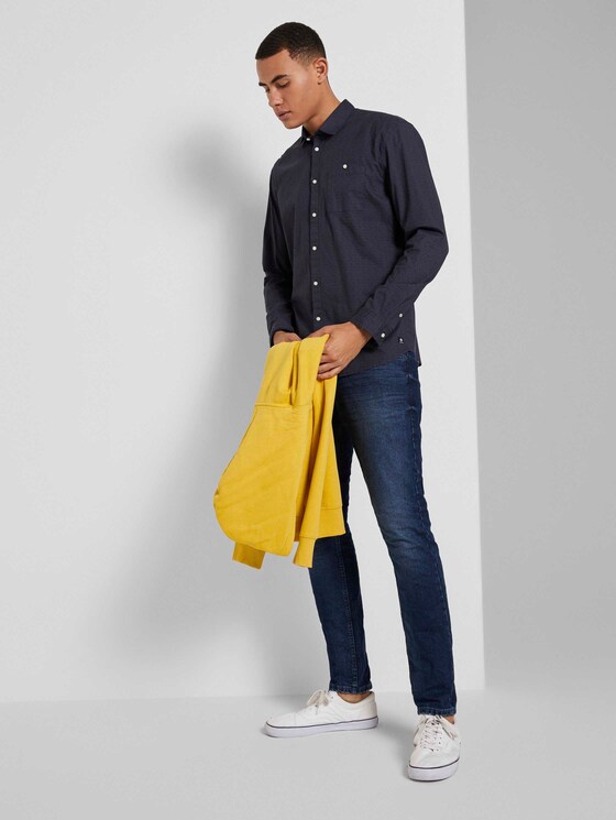 Gemustertes Stretch-Hemd - Männer - navy grid triangle print Gemustertes Stretch-Hemd - Männer - navy grid triangle print - 3 - TOM TAILOR Denim