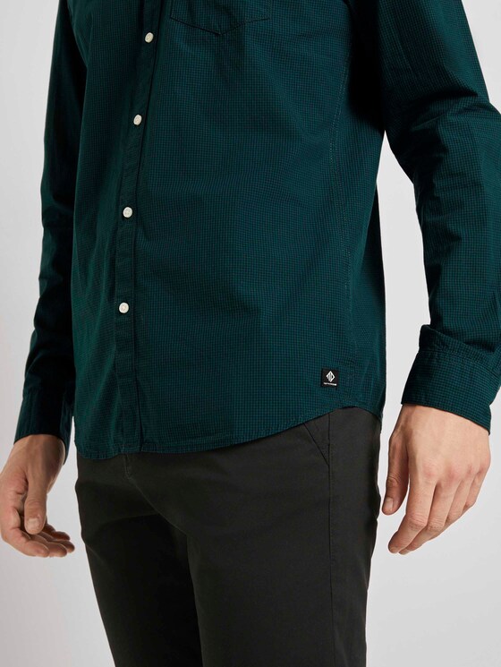Gemustertes Hemd Slim Fit - Männer - navy green mini vichy Gemustertes Hemd Slim Fit - Männer - navy green mini vichy - 10 - TOM TAILOR Denim