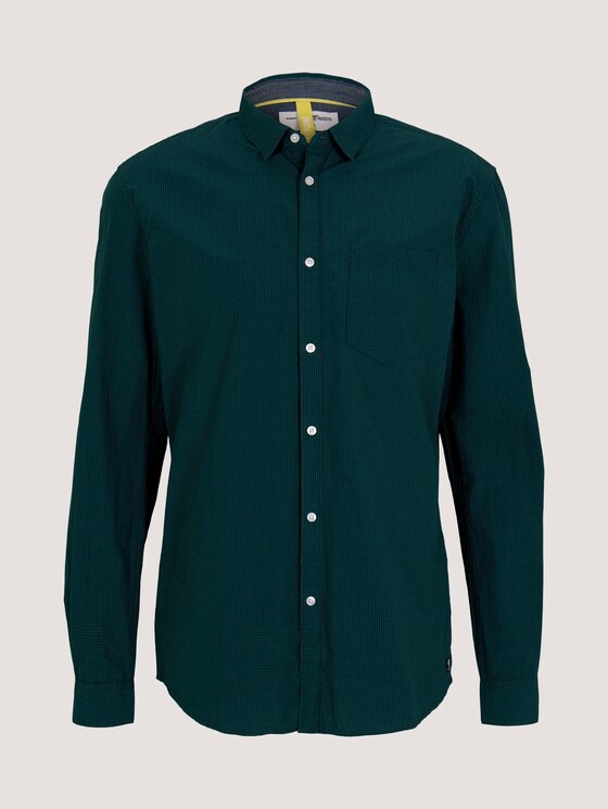 Gemustertes Hemd Slim Fit - Männer - navy green mini vichy Gemustertes Hemd Slim Fit - Männer - navy green mini vichy - 7 - TOM TAILOR Denim