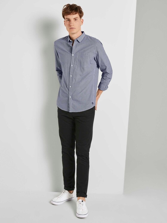 Gemustertes Hemd Slim Fit - Männer - navy white mini vichy Gemustertes Hemd Slim Fit - Männer - navy white mini vichy - 3 - TOM TAILOR Denim