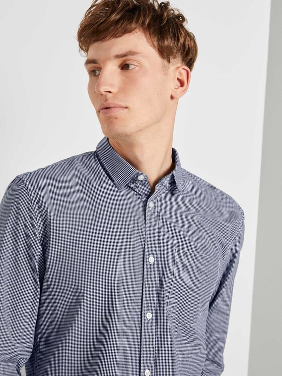 Gemustertes Hemd Slim Fit - Männer - navy white mini vichy Gemustertes Hemd Slim Fit - Männer - navy white mini vichy - 9 - TOM TAILOR Denim