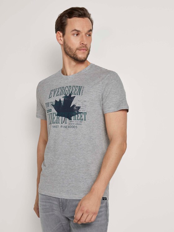 Print T-Shirt - Männer - Middle Grey Melange Print T-Shirt - Männer - Middle Grey Melange - 1 - TOM TAILOR
