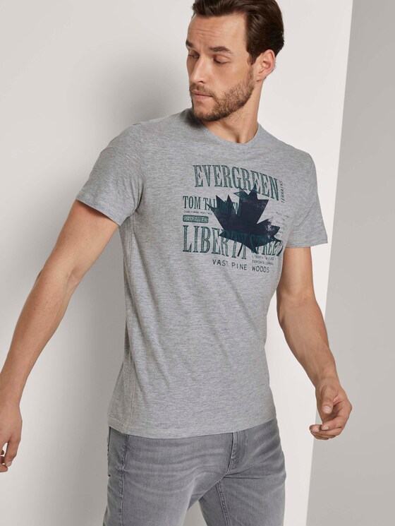 Print T-Shirt - Männer - Middle Grey Melange Print T-Shirt - Männer - Middle Grey Melange - 5 - TOM TAILOR