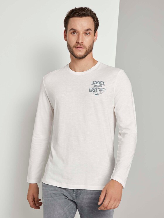 Langarmshirt mit Brustprint - Männer - Light Marsmallow Langarmshirt mit Brustprint - Männer - Light Marsmallow - 1 - TOM TAILOR