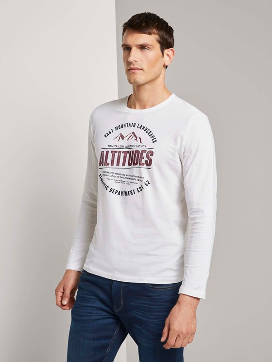 Langarmshirt mit Print - Männer - Off White Langarmshirt mit Print - Männer - Off White - 1 - TOM TAILOR