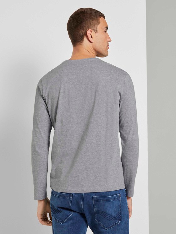 Langarmshirt mit Print - Männer - Middle Grey Melange Langarmshirt mit Print - Männer - Middle Grey Melange - 2 - TOM TAILOR