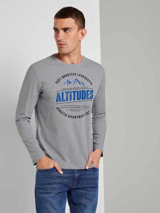 Langarmshirt mit Print - Männer - Middle Grey Melange Langarmshirt mit Print - Männer - Middle Grey Melange - 5 - TOM TAILOR
