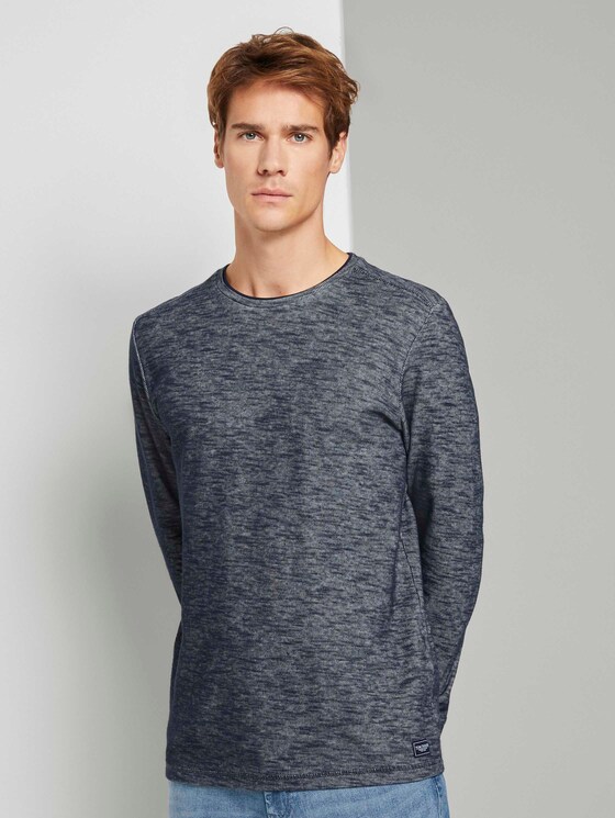 Meliertes Langarmshirt - Männer - Sky Captain Blue Meliertes Langarmshirt - Männer - Sky Captain Blue - 1 - TOM TAILOR