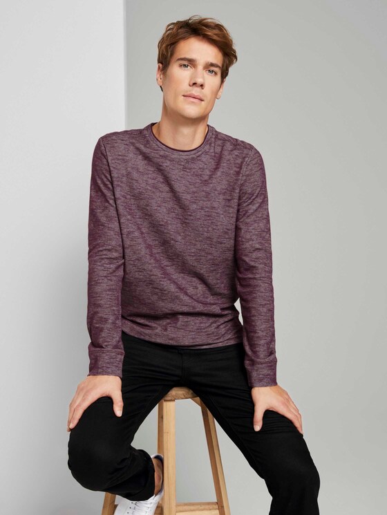Meliertes Langarmshirt - Männer - Dusty Wildberry Red Meliertes Langarmshirt - Männer - Dusty Wildberry Red - 5 - TOM TAILOR