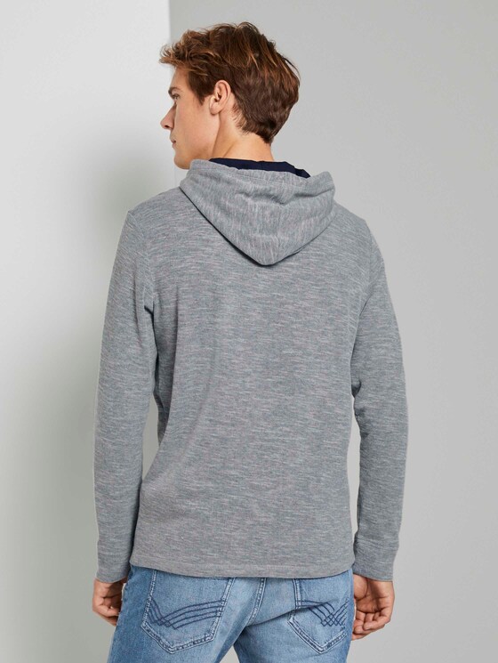Meliertes Langarmshirt mit Kapuze - Männer - Middle Grey Melange Meliertes Langarmshirt mit Kapuze - Männer - Middle Grey Melange - 2 - TOM TAILOR