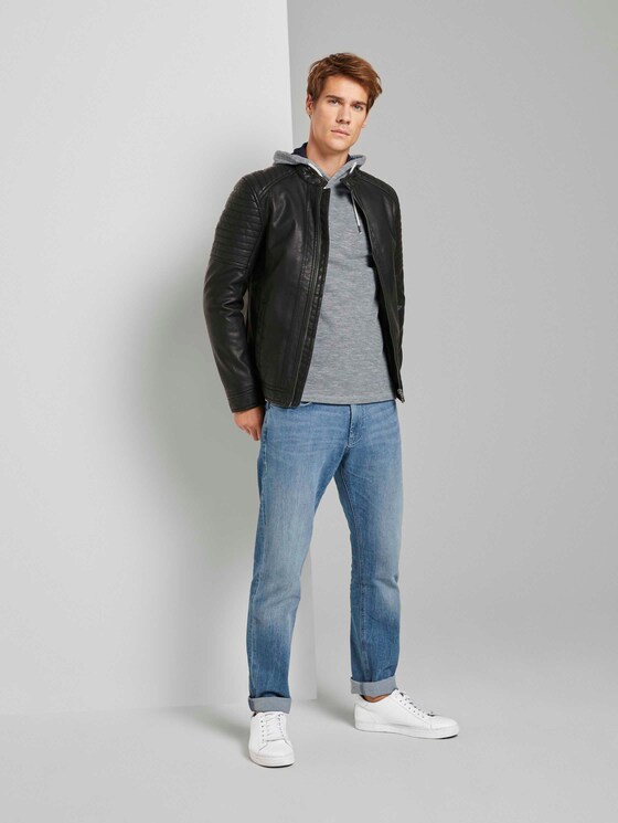 Meliertes Langarmshirt mit Kapuze - Männer - Middle Grey Melange Meliertes Langarmshirt mit Kapuze - Männer - Middle Grey Melange - 3 - TOM TAILOR