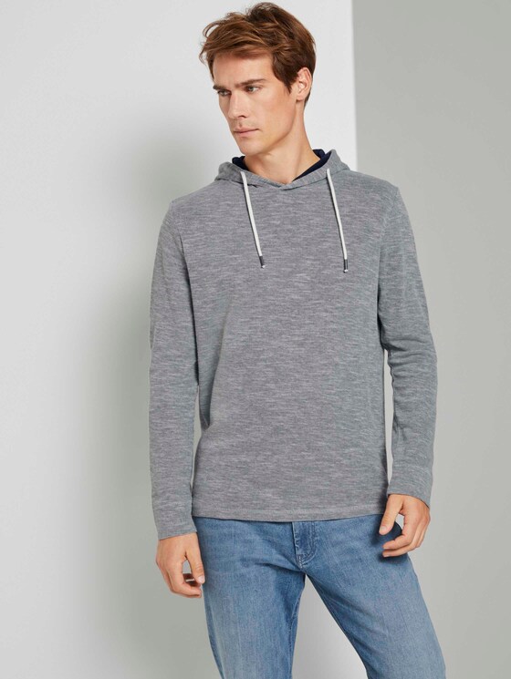 Meliertes Langarmshirt mit Kapuze - Männer - Middle Grey Melange Meliertes Langarmshirt mit Kapuze - Männer - Middle Grey Melange - 5 - TOM TAILOR