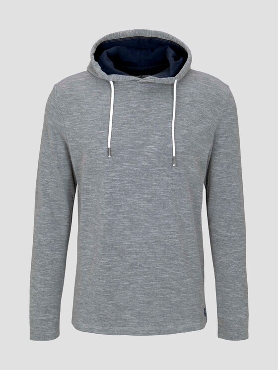 Meliertes Langarmshirt mit Kapuze - Männer - Middle Grey Melange Meliertes Langarmshirt mit Kapuze - Männer - Middle Grey Melange - 7 - TOM TAILOR
