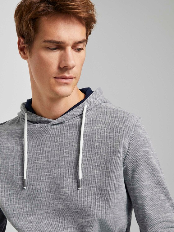 Meliertes Langarmshirt mit Kapuze - Männer - Middle Grey Melange Meliertes Langarmshirt mit Kapuze - Männer - Middle Grey Melange - 9 - TOM TAILOR