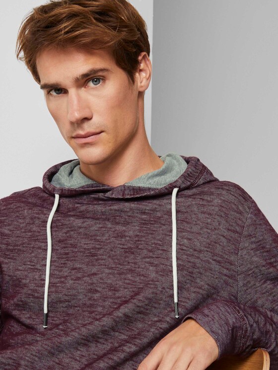 Meliertes Langarmshirt mit Kapuze - Männer - Dusty Wildberry Red Meliertes Langarmshirt mit Kapuze - Männer - Dusty Wildberry Red - 9 - TOM TAILOR