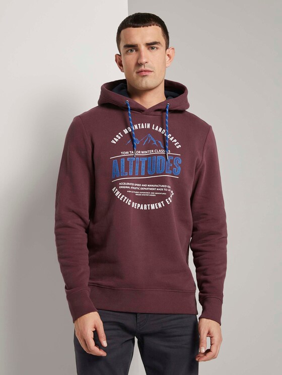 Hoodie mit Print - Männer - Dusty Wildberry Red Hoodie mit Print - Männer - Dusty Wildberry Red - 1 - TOM TAILOR