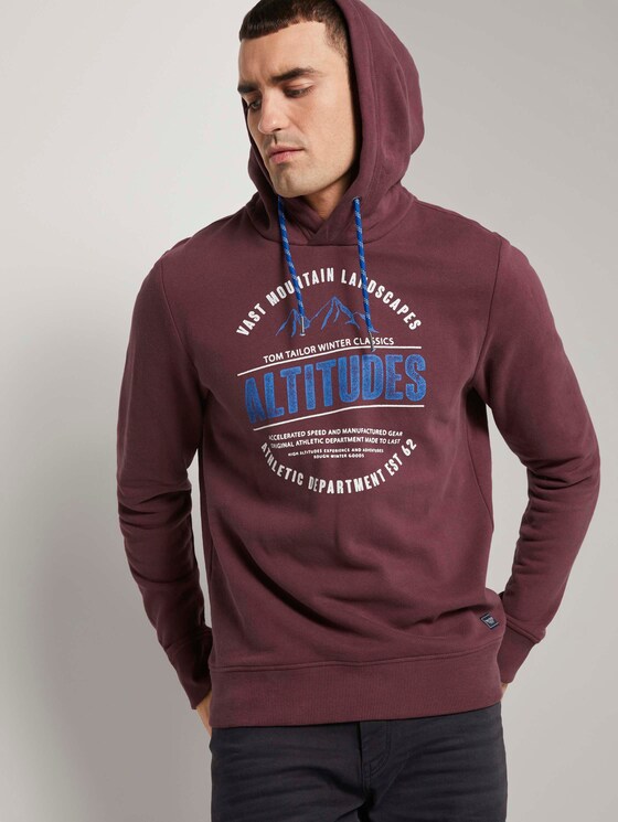 Hoodie mit Print - Männer - Dusty Wildberry Red Hoodie mit Print - Männer - Dusty Wildberry Red - 5 - TOM TAILOR